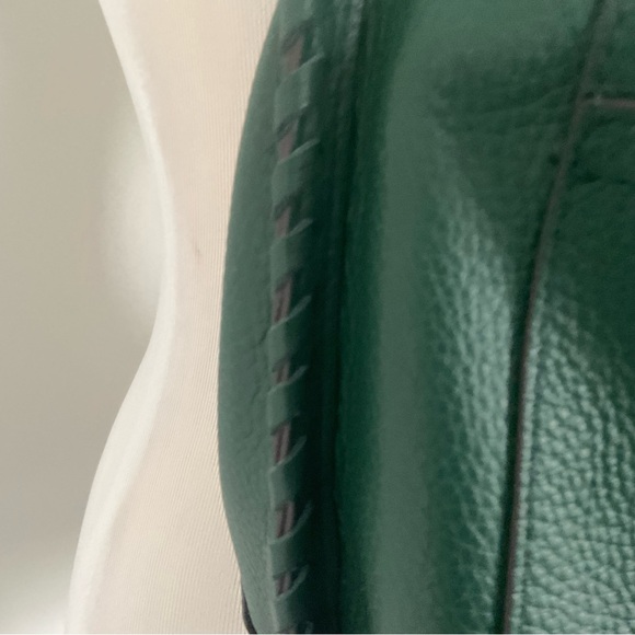 American Leather Co Deep Emerald Shoulder Purse with Whipstitched Sides & Handle - Picture 7 of 15